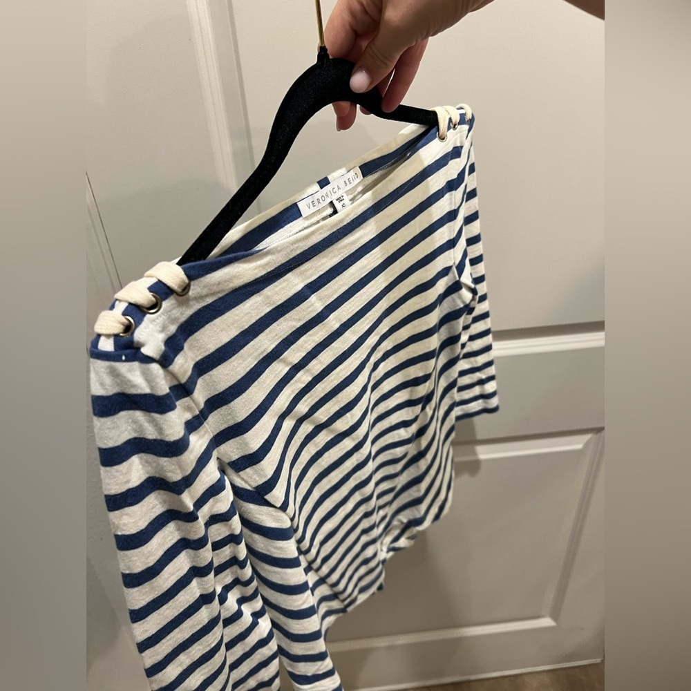 Veronica Beard Lincoln Nautical Stripe Boat Neck Top XS - Picture 5 of 7